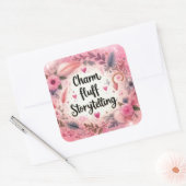 Charm Fluff Storytelling Schrijvers Pink Sparkle Vierkante Sticker (Envelop)