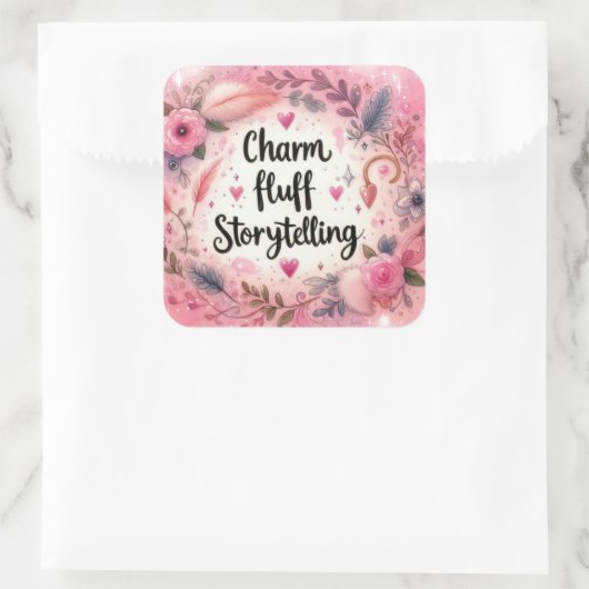Charm Fluff Storytelling Schrijvers Pink Sparkle Vierkante Sticker (Tas)