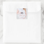 Charm Foto Baby Shower Roze Goud Bedankt Vierkante Sticker (Tas)