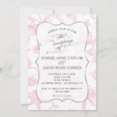 Charm  Frans Roze Toile Bloemen Huwelijk Kaart (Voorkant)