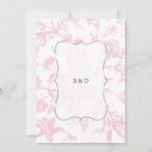Charm  Frans Roze Toile Bloemen Huwelijk Kaart (Achterkant)