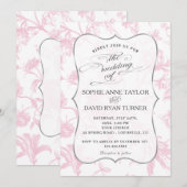 Charm  Frans Roze Toile Bloemen Huwelijk Kaart (Voorkant / Achterkant)