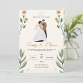  Charm Gele Bloemen Huwelijksuitnodiging Kaart (Staand voorkant)