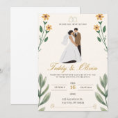  Charm Gele Bloemen Huwelijksuitnodiging Kaart (Voorkant / Achterkant)