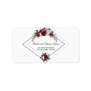 Charm Geometric Burgundy Floral Pine Navy Wedding Etiket