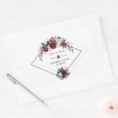 Charm Geometric Burgundy Floral Pine Navy Wedding Rechthoekige Sticker (Envelop)