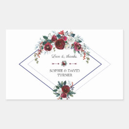 Charm Geometric Burgundy Floral Pine Navy Wedding Rechthoekige Sticker