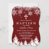 Charm Girl Winter Sneeuwvlokken Rood Glitter Doop Kaart (Voorkant)