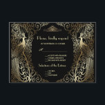 Charm Gold Art Deco Pauwen Huwelijks RSVP<br><div class="desc">Uniek ontwerp met een mix van oude wereldstijl nepgoud art deco pauwen en een gewaagde,  moderne grafische aanpak. Gebruik de aanpastool om uw informatie toe te voegen. U kunt de achtergrondkleur kiezen. Ga voor bijpassende items naar mijn Glam Gold Art Deco Pauwen Collectie.</div>