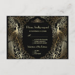 Charm Gold Art Deco Peacocks Wedding RSVP<br><div class="desc">Uniek ontwerp met een combinatie van gouden kunstdecopauzes in een oude wereldstijl en een gedurfde,  moderne grafische aanpak. Het gebruik past hulpmiddel aan om uw info toe te voegen. U kunt de achtergrondkleur kiezen. Ga voor overeenkomende objecten naar het Collectie Glam Gold Art Deco Peacocks.</div>