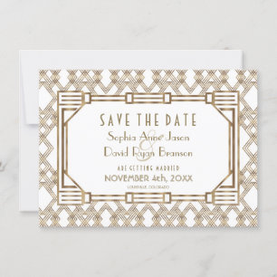 Charm Gold Black Great Gatsby 1920s sparen de datu Save The Date