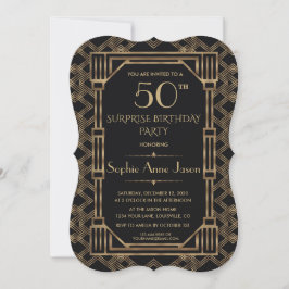 Charm Gold Black Great Gatsby 50th Birthday Party Kaart