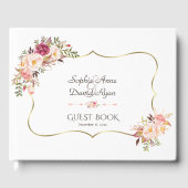 Charm Gold Blush Pink Floral Wedding Gastenboek (Voorkant)