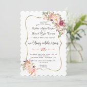 Charm Gold Blush Pink Floral Wedding Kaart (Staand voorkant)