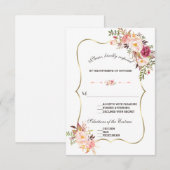 Charm Gold Blush Pink Floral Wedding RSVP (Voorkant / Achterkant)