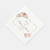 Charm Gold Blush Pink Floral Wedding Servet (Hoek)