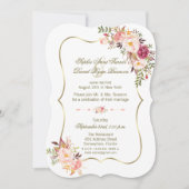 Charm Gold Blush Roze Bloem Bruiloft Feest Kaart (Voorkant)