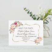 Charm Gold Blush Roze Bloem Save The Date (Staand voorkant)