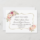 Charm Gold Blush Roze Bloem Save The Date (Voorkant)