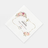 Charm Gold Blush Roze Bloemense Heilige Communie Servet (Hoek)