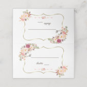 Charm Gold Blush Roze Bloemige Trouwtafel Nummer Plaatskaartje (Buitenkant ongevouwen)