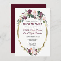 Charm Gold Burgundy Blush Floral repesal Dinner