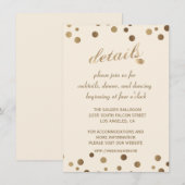 Charm Gold Confetti Champagne Wedding Details Kaart (Voorkant / Achterkant)