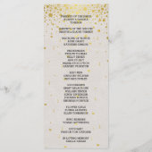 Charm Gold Confetti wit lederen bruiloft programma Programmakaart (Achterkant)