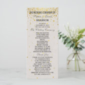 Charm Gold Confetti wit lederen bruiloft programma Programmakaart (Staand voorkant)
