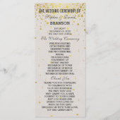 Charm Gold Confetti wit lederen bruiloft programma Programmakaart (Voorkant)