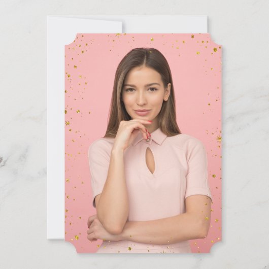 Charm Gold Glitter Confetti Foto Verjaardagsfeest Kaart (Achterkant)