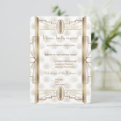 Charm Gold Great Gatsby Art Deco 20s Trouw-RSVP RSVP Kaartje (Staand voorkant)