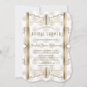 Charm Gold Great Gatsby Art Deco Bruiloftsfeest Kaart (Voorkant)