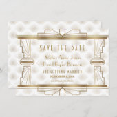 Charm Gold Great Gatsby Art Deco Save the Date (Voorkant / Achterkant)
