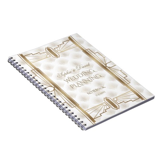 Charm Gold Great Gatsby Art Deco Wedding Planner Notitieboek (Rechterzijde)
