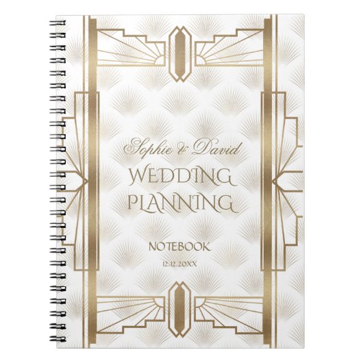 Charm Gold Great Gatsby Art Deco Wedding Planner Notitieboek (Voorkant)