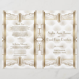Charm Gold Great Gatsby Art Deco Wedding Program