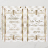 Charm Gold Great Gatsby Art Deco Wedding Program (Voorkant / Achterkant)