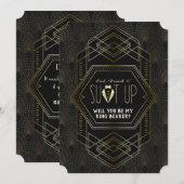 Charm Gold Great Gatsby Wedding Wees mijn ringdrag Kaart (Voorkant / Achterkant)