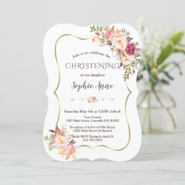 Charm Gold Lijst Blush Pink Floral Christening Kaart