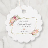 Charm Gold Lijst Blush Pink Floral Wedding Bedankjes Labels (Voorkant)