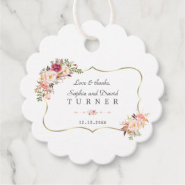 Charm Gold Lijst Blush Pink Floral Wedding Bedankjes Labels