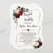 Charm Gold Merlot Navy Blauw Bloemig Bruidsfeest Kaart (Voorkant / Achterkant)