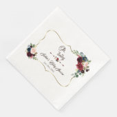 Charm Gold Merlot Navy Blue Floral Baby shower Servet (Hoek)