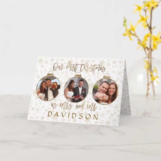 Charm Gold Ons eerste kerstfeest als Pas getrouwd  Kaart (Gele Bloem)