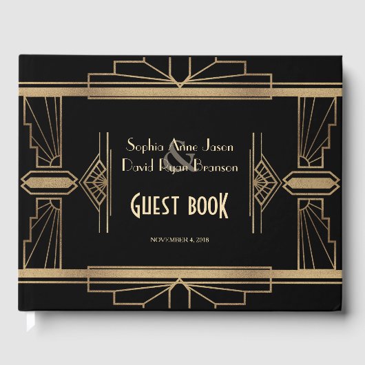 Charm Gold Roaring 20's Great Gatsby Wedding 1920 Gastenboek (Voorkant)