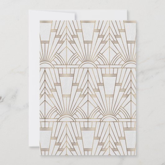 Charm Gold White Art Deco Great Gatsby Wedding Kaart (Achterkant)