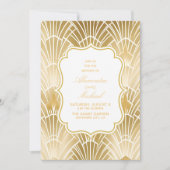 Charm Gold White Art Deco Great Gatsby Wedding Kaart (Voorkant)