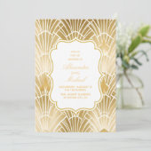 Charm Gold White Art Deco Great Gatsby Wedding Kaart (Staand voorkant)