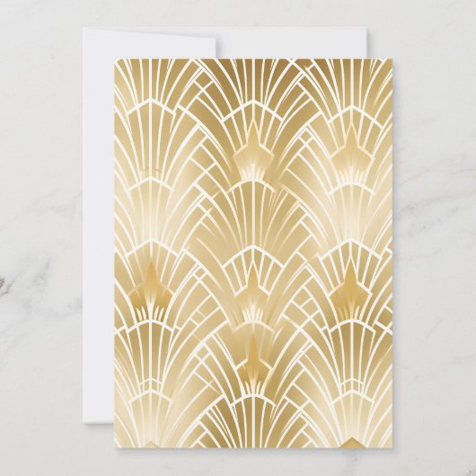 Charm Gold White Art Deco Great Gatsby Wedding Kaart (Achterkant)